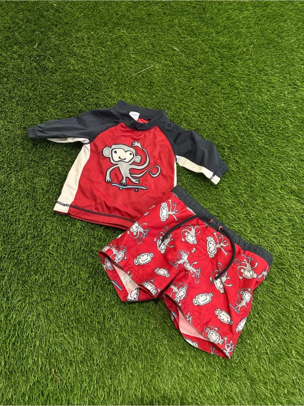 Vintage Gymboree Swim Trunks and Rashguard Top- Matching Set